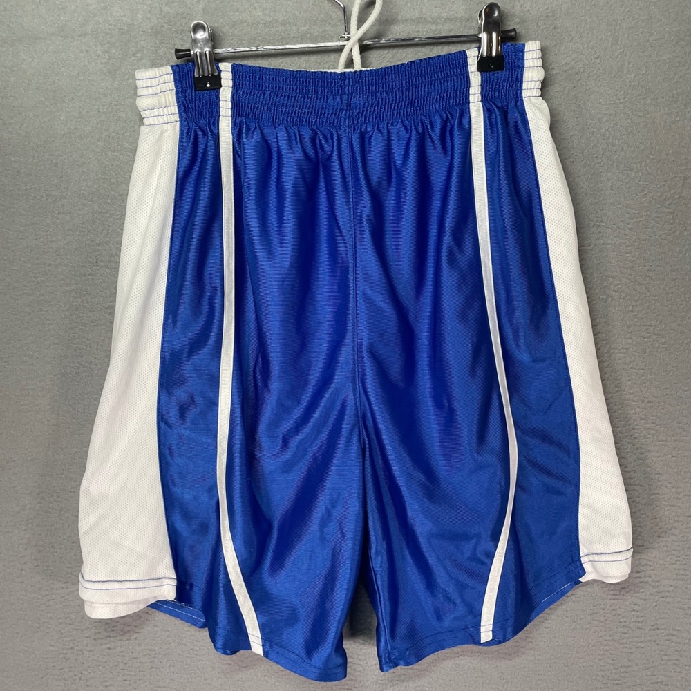 Unbranded Basketball Shorts Men Size S Blue White Glam Shiny Reversible Mesh